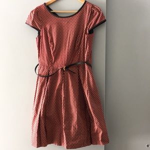 Red and black geometric pattern dress